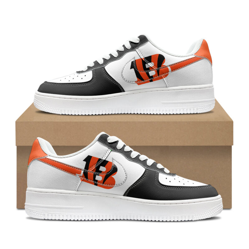 Custom Cincinnati Bengals Air Force 1s | Personalized NFL Fan Sneakers | Unique Bengals-Themed Footwear - Image 2