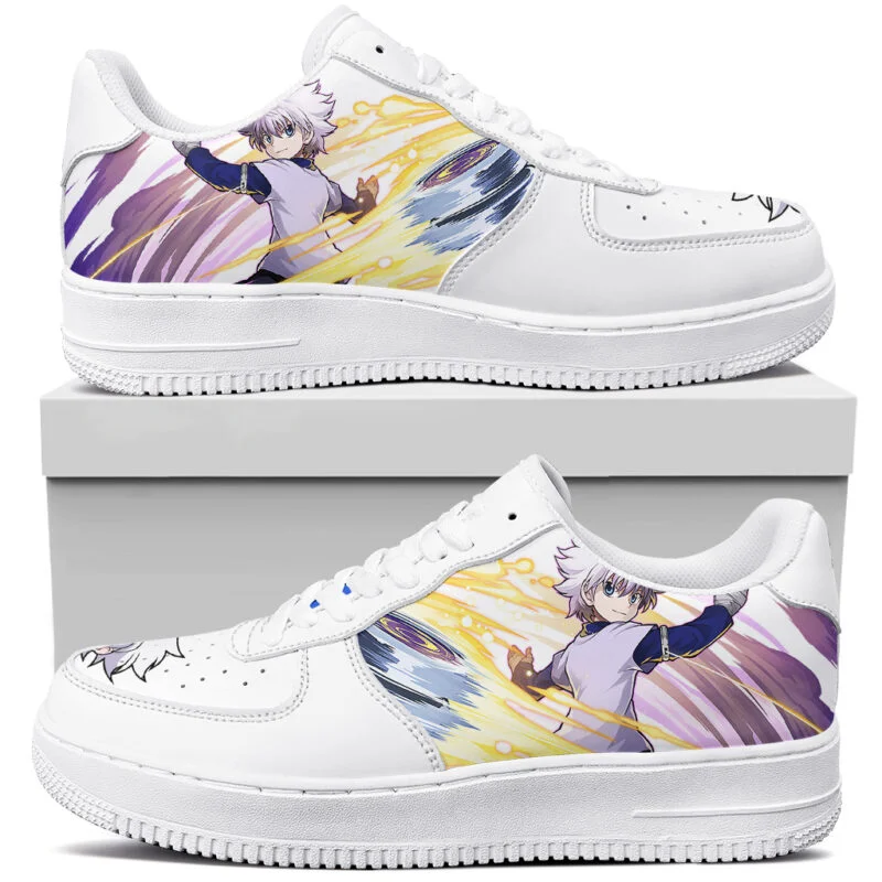 Killua Zoldyck Lightning Aura Low-Top Sneakers | Hunter x Hunter-Inspired Custom Footwear | Unique Anime Shoes for Fans